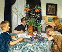 "Children painting spring flowers"(1894)