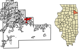Location of Mokena in Will County, Illinois.