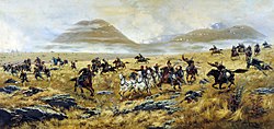 Нижегородские драгуны, преследующие турок по дороге к Карсу во время Аладжинского сражения 3 октября 1877 года.jpg