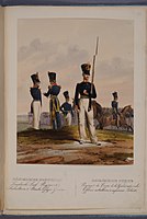 Regementets uniformer cirka 1840.