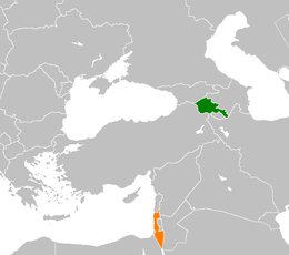 Mappa che indica l'ubicazione di Armenia e Israele