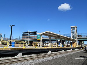 Boston Landing station platform during construction, April 2017.JPG