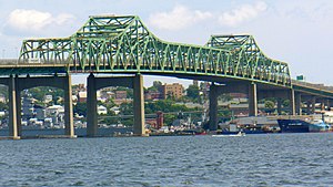 The Braga Bridge is a continuous truss bridge. It was the fourth longest span of this type when it was completed in 1966. Braga Bridge.JPG