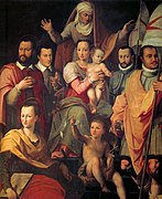 Virgen con Niño y Santa Ana con miembros de la familia Medici como santos, de Giovanni Maria Butteri, 1575.