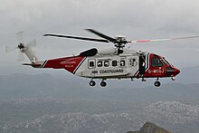 Coastguard helicopter at Mount Snowdon Coastguard helicopter at Snowdon summit - geograph.org.uk - 5069287.jpg