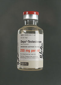 A vial of the injectable anabolic steroid, dep...