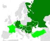 Zemlje članice (tamnozeleno) i zemlje promatrači (svijetlozeleno) Dunavske komisije