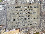 Sign on Donington road about St Cuthbert's meadow, the precursor of Donington and Albrighton Nature Reserve