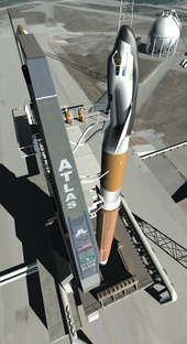Artist's conception of the Dream Chaser Space System in the launch configuration of the Atlas V Dream Chaser Atlas V Integrated Launch Configuration.tif