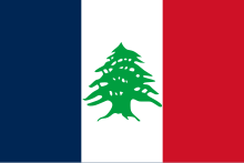 Image of tricolor flag, the flag is divided into three equal vertical bands colored from left to right: blue white and red. A green tree sits in the middle of the central white band.