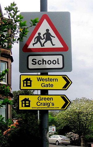 Sign to Green Craigs, Gourock, demonstrating g...
