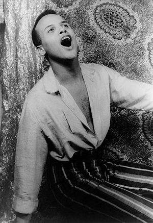 Portrait of Harry Belafonte, singing, 1954 Feb...