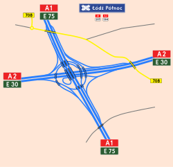 Übersichtskarte Autobahnknoten Łódź-Północ
