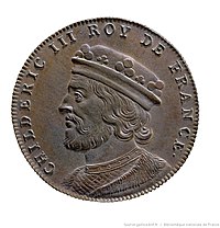 Медальон с изображением Хильдерика III работы Жана Дасье. Около 1720 года.