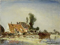 Maisons au bord d'un canal près de Crooswijk Johan Barthold Jongkind, 1874 Rijksmuseum, Amsterdam