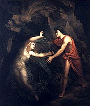 Orpheus looks back and fails to save Eurydice from the underworld