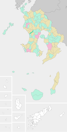 下伊集院村の位置図。地図は1950年時点