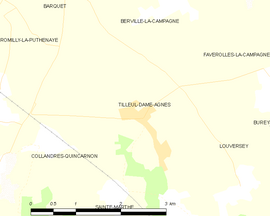 Mapa obce Tilleul-Dame-Agnès