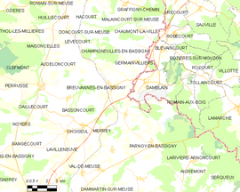 Mapa obce Breuvannes-en-Bassigny