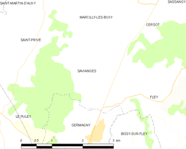 Mapa obce Savianges