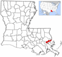 Location map of New Orleans, Louisiana.