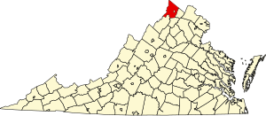 Map of Virginia highlighting Frederick County