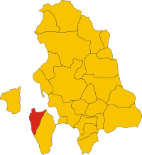 Locatie van Calasetta in Zuid-Sardinië (SU)