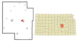 Location of Marion within شهرستان and کانزاس