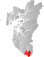 Mapa do condado de Rogaland com Sokndal em destaque.