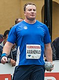 Für Niklas Arrhenius (hier als Kugelstoßer) war mit 56,62 m der Wettkampf nach der Qualifikation beendet
