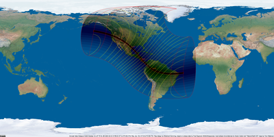 Weltkarte der Sonnenfinsternis vom 14. Oktober 2023