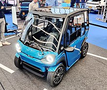 The Squad Solar City Car, as presented of the Fully Charged 2022 event in Amsterdam. Squad Solar Car (Fully Charged 2022).jpg