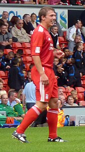 Warnock during Jamie Carragher's testimonial match in 2010 Stephen Warnock 2010.jpg