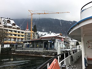 Covered entrance on pier