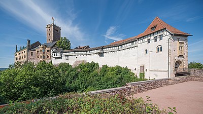 Thüringen'de Wartburg Kalesi'ne bakış