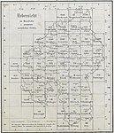 Indelningen av den topografiska kartans 55 blad, vilka var i skala 1:50 000.