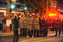 Riot police control PMERJ in Niteroi. Tropa de choque (PMERJ, 2013).jpg