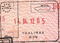 Passport stamp from the border checkpoint in Vaalimaa