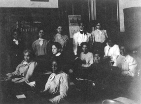 West End Adult Evening School, Boston, c. 1890s; photo by A.H. Folsom (Boston Public Library)