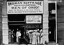 Woman Suffrage Headquarters, Cleveland, 1912 Woman suffrage headquarters in Upper Euclid Avenue, Cleveland.jpg