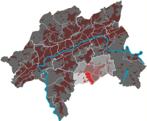 Lage des Quartiers Rehsiepen im Stadtbezirk Ronsdorf