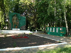 Братська могила радянських воїнів у центрі села та меморіал