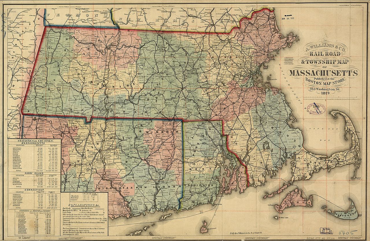 Railroads and Townships of Massachusetts, A. Williams & Co., Boston, 1879.