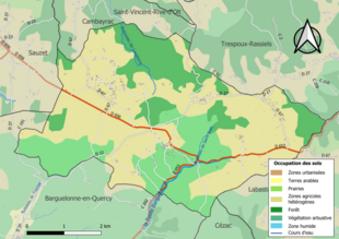 Carte en couleurs présentant l'occupation des sols.