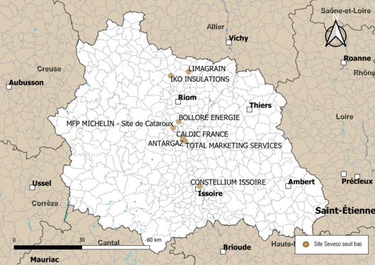 Carte des sites « Seveso seuil bas ».