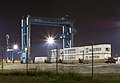 Maersk's APM Terminals in Portsmouth, Virginia, at night.