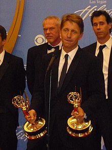 TV producer and writer Bradley Bell accepting Daytime Emmy Awards for his work on the daytime soap opera The Bold and the Beautiful in 2010 Bradley Bell 2010 Daytime Emmy Awards.jpg