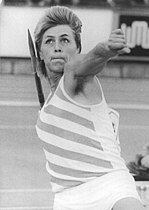 Die Olympiasiegerin von 1988, EM.Zweite von 1986, Vizeweltmeisterin von 1987 und Weltrekordinhaberin Petra Felke errang die Bronzemedaille