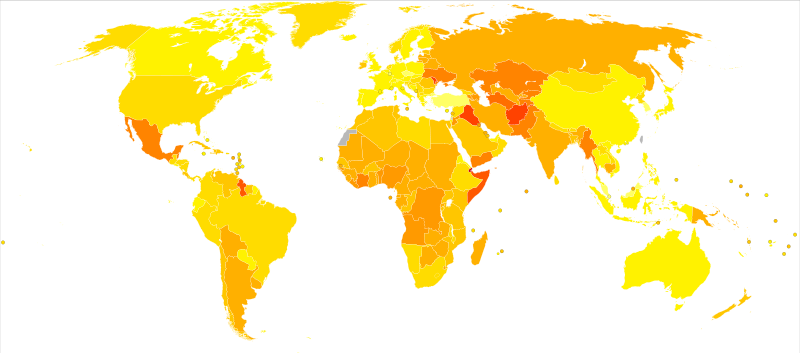 Congenital anomalies world map - DALY - WHO2004