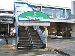 The Cottage Grove station, the terminal of the East 63rd branch of the Green Line.